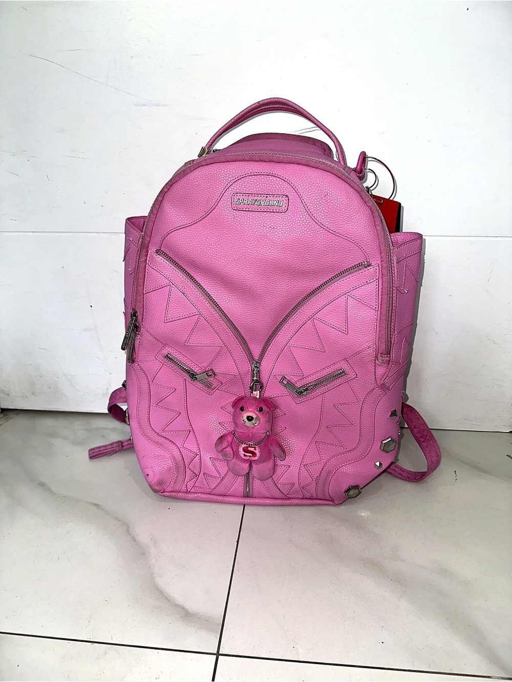 Sprayground Pink Teddy Charm Backpack